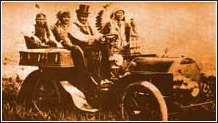 Geronimo rides a Cadillac at the World Fair